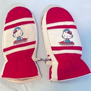Hello Kitty Red Vintage Mittens 1970’s Kids Size Medium.